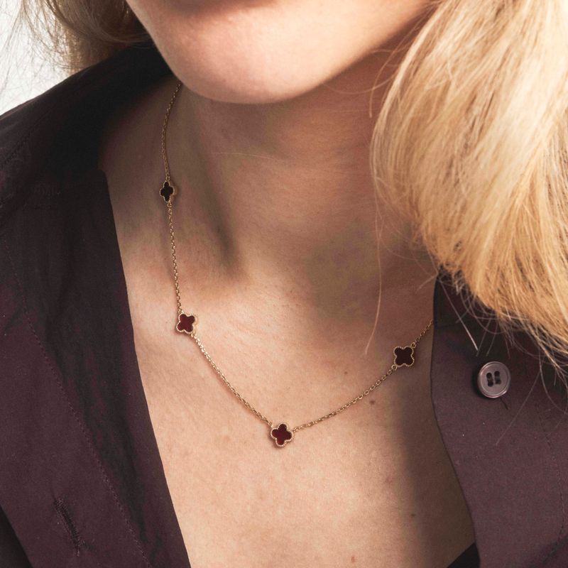 Kløver smykke sølv dyp rød 992441