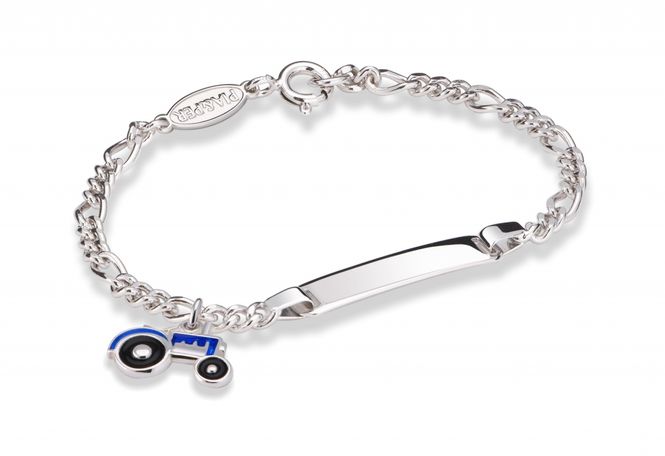 Hovedbilde ID-armbånd i sølv - Blå traktor 44502