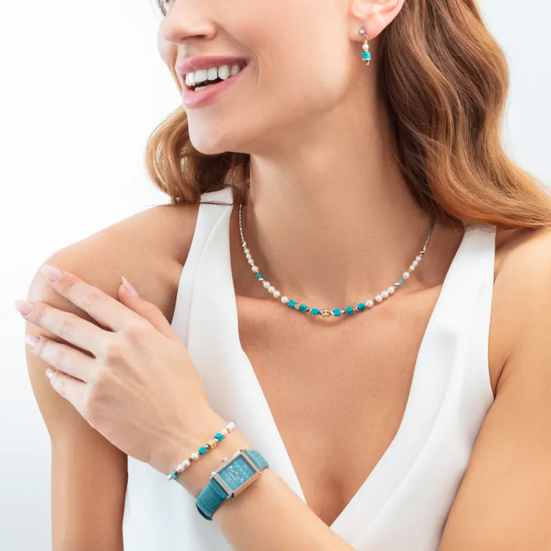 COEUR DE LION Necklace Modern elegance spikes gold turquoise 4314100600
