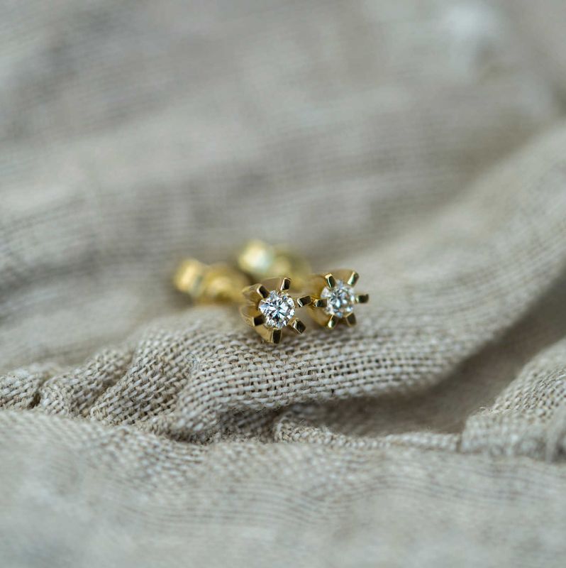 Capella øredobber i gull m/Diamant 0,10 ct WSI
