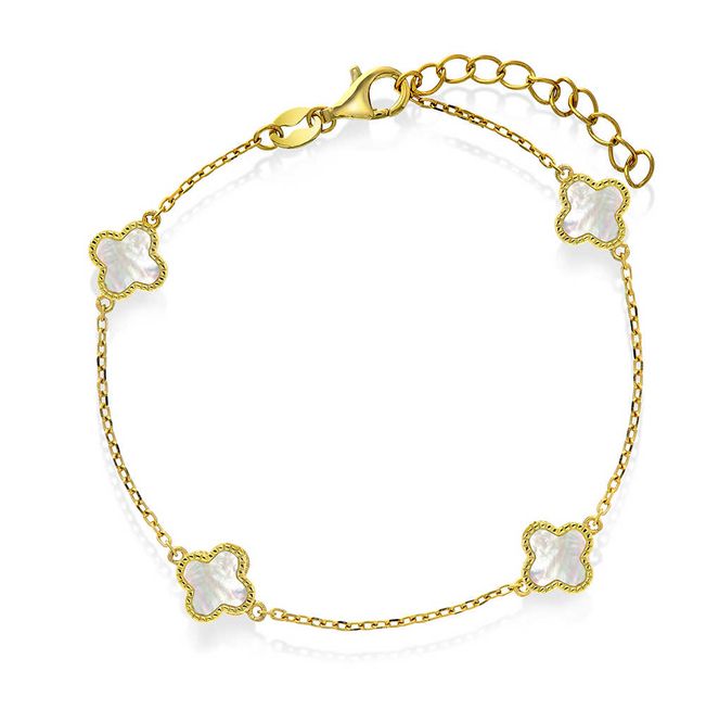 Hovedbilde Kløver armbånd i sølv perlemor hvit 992036