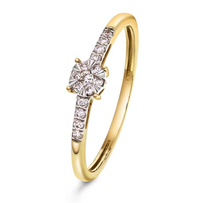 Hovedbilde Ring i gult gull med diamanter 0,12 ct WSI 59676.58