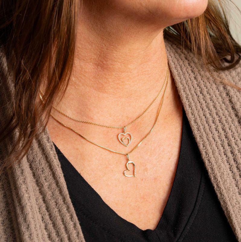 Anheng i gultgull med zirkonia hjerte 56941