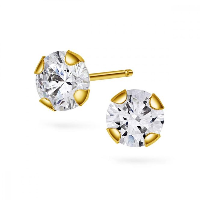 Hovedbilde Ørestikk gult gull zirkonia 53345