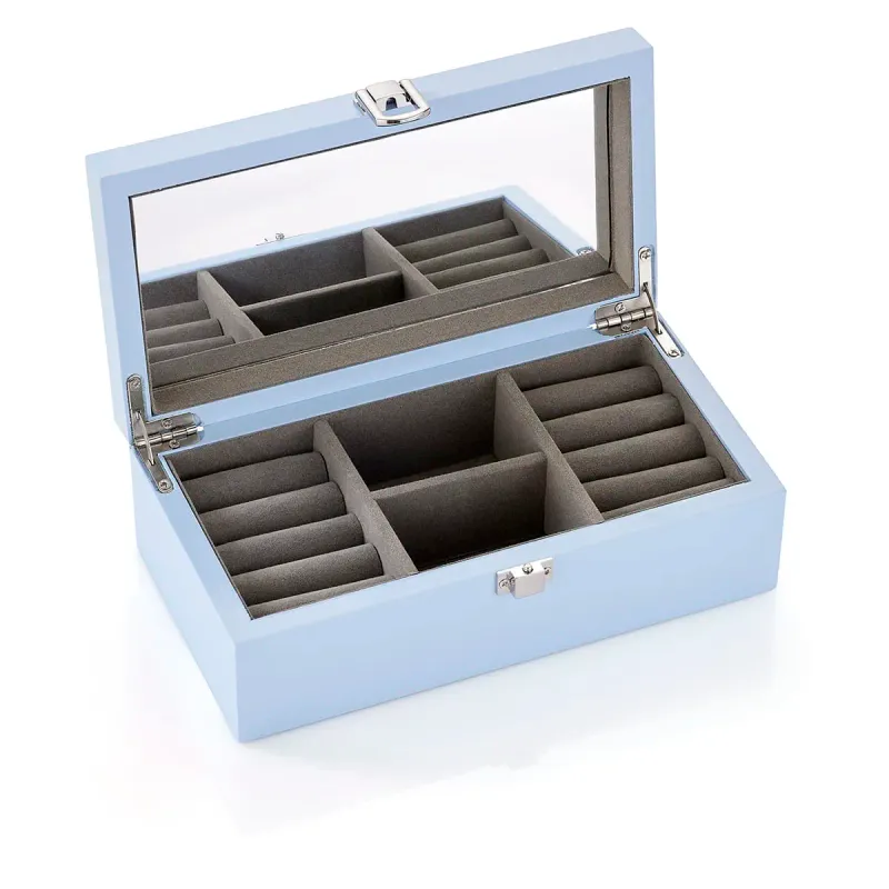 Smykkeskrin i tre lys blå 3477