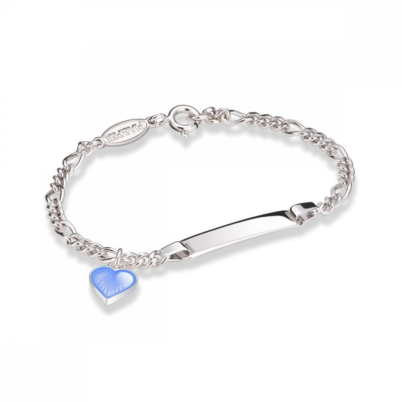 ID-armbånd i sølv - Lyseblått hjerte 222502
