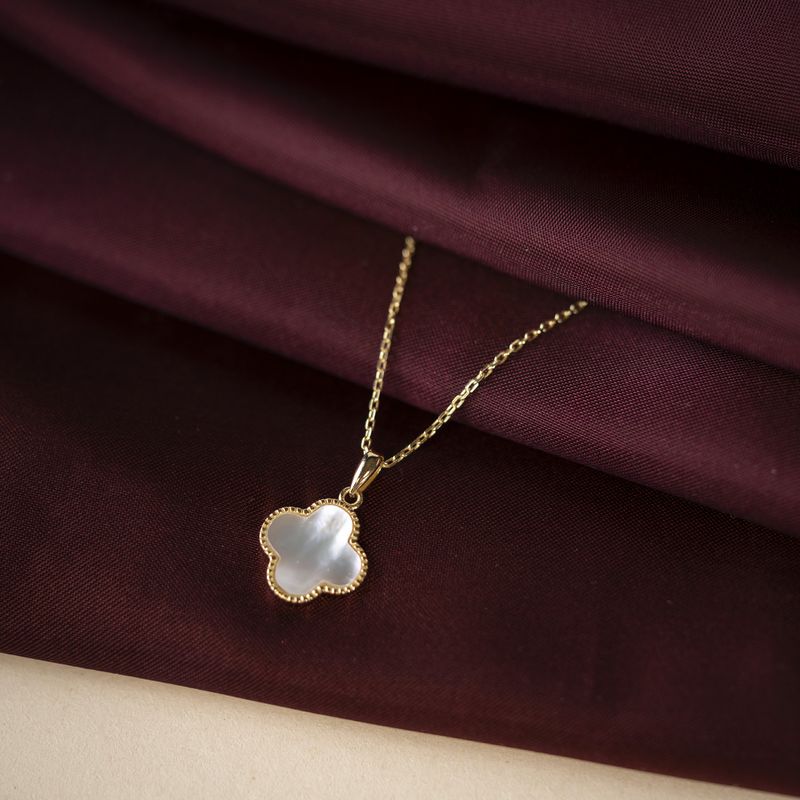 Kløver smykke sølv perlemor 992387