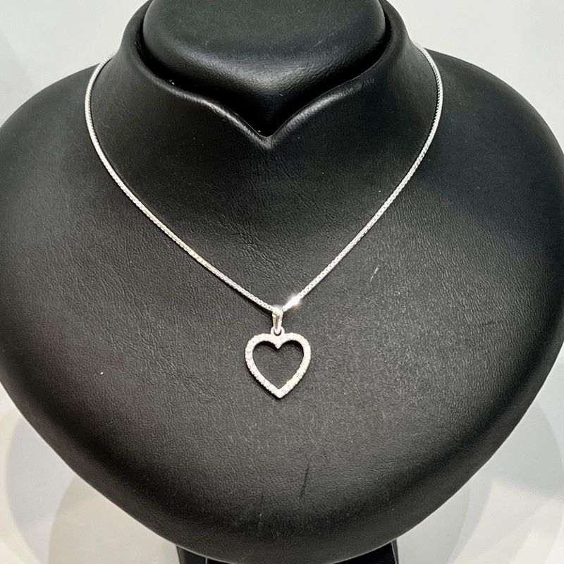 Sølvsmykke hjerte med zirkonia 11713-1