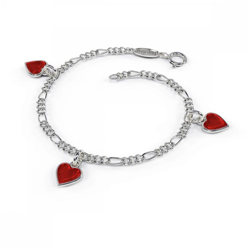 Charms-armbånd i sølv - Røde hjerter 22511