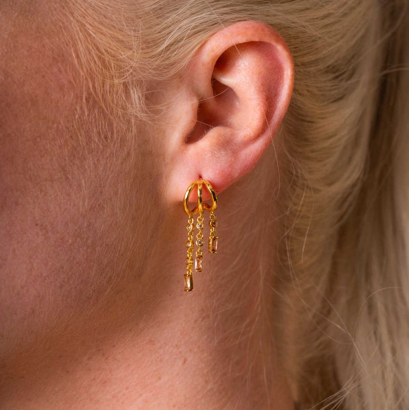 Rio radiance øredobber i forgylt sølv med champagne zirkon 99202