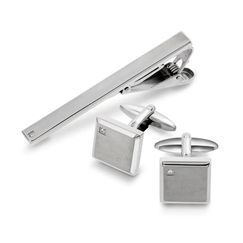 Stål sett mansjett og slipsnål 972389