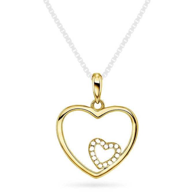 Hovedbilde Hjerteanheng i forgylt sølv med zirkonia 211391