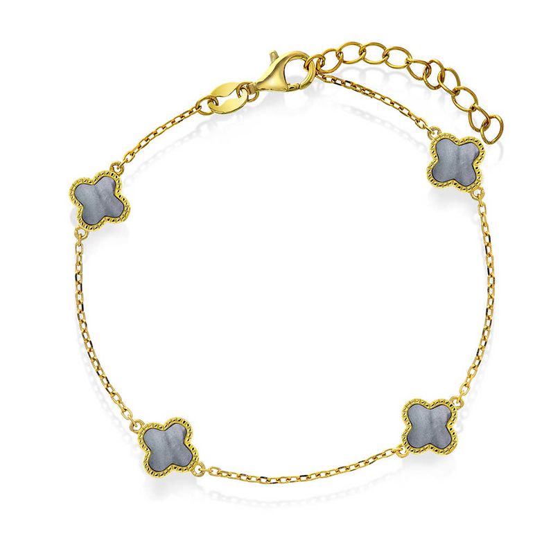 Kløver armbånd i sølv grå perlemor 992039