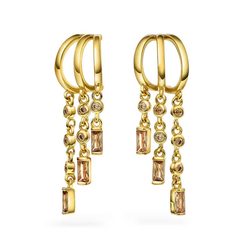 Rio radiance øredobber i forgylt sølv med champagne zirkon 99202