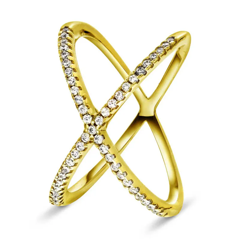 X-ring forgylt sølv med zirkonia 991873