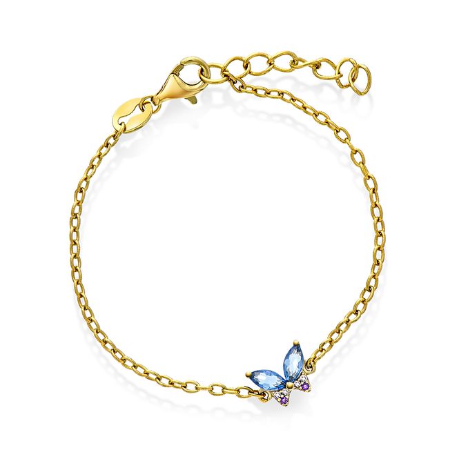 Hovedbilde Armbånd forgylt sølv blå zirkonia sommerfugl 25468