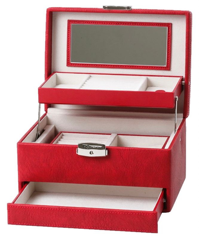 Smykkeskrin med reiseskrin Rød/Krem 3463798