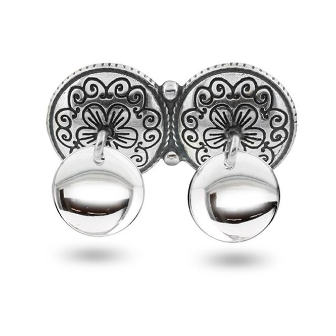 Hovedbilde Dobbel halsknapp oksidert sølv 61046