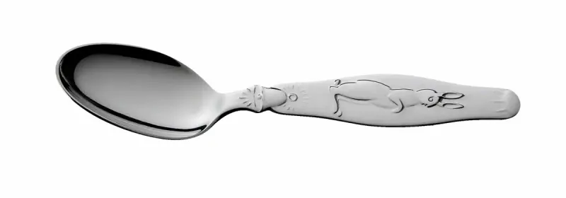 Hare gavesett skje og gaffel sølv 078830