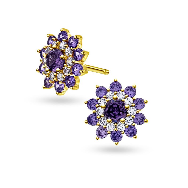 Pan Jewelery Trend. Napoli øredobber i forgylt sølv med lilla og hvit zirkonia. 992291
