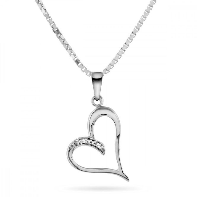 Hovedbilde Hjerte anheng hvittgull med diamanter 52570