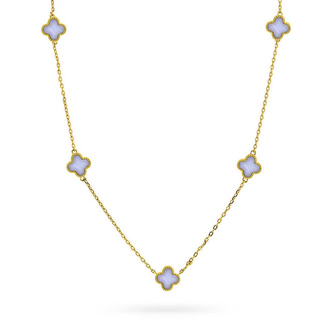 Hovedbilde Kløver smykke i sølv lyse gråblå 992255