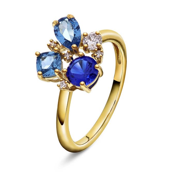 Hovedbilde GLAM ring med blå toner 992207