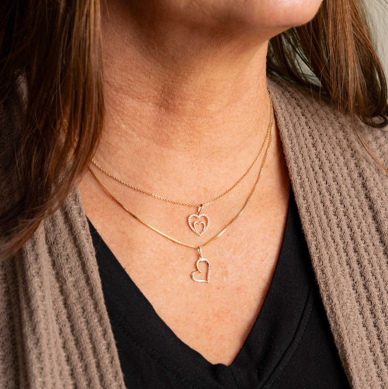 Anheng i gull med zirkonia hjerte 56940