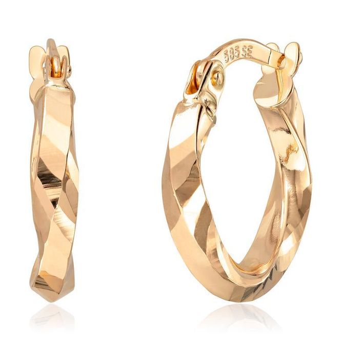 Hovedbilde Øreringer vridd gult gull 47559