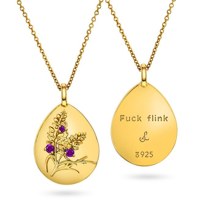 Hovedbilde Sandra Lyng Medaljong forgylt sølv / fuck flink / ametyst 48120